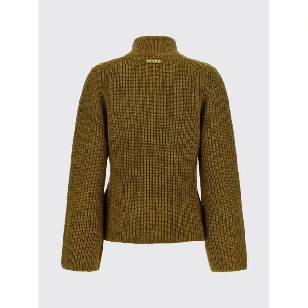 Pinko Women Pinko Slim Fit Ribbed High-Neck Cardigan In Wool And Alpaca